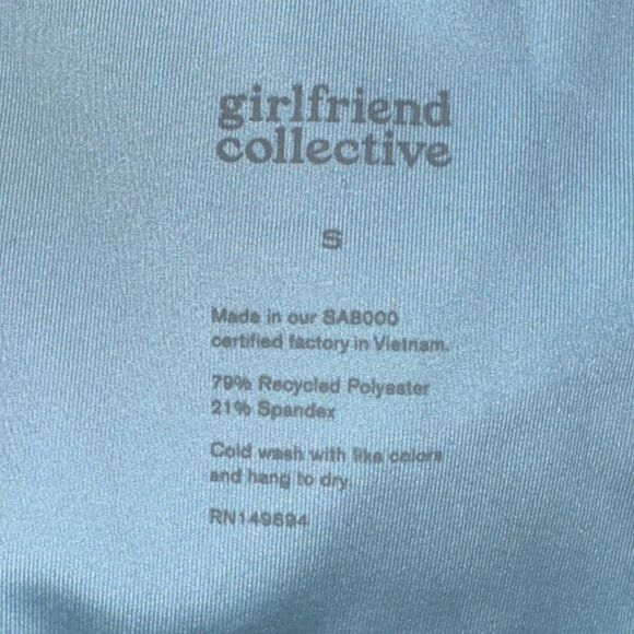 Girlfriend Collective High Waist Capri Leggings Size S Sky Light Blue Cropped - Picture 3 of 4